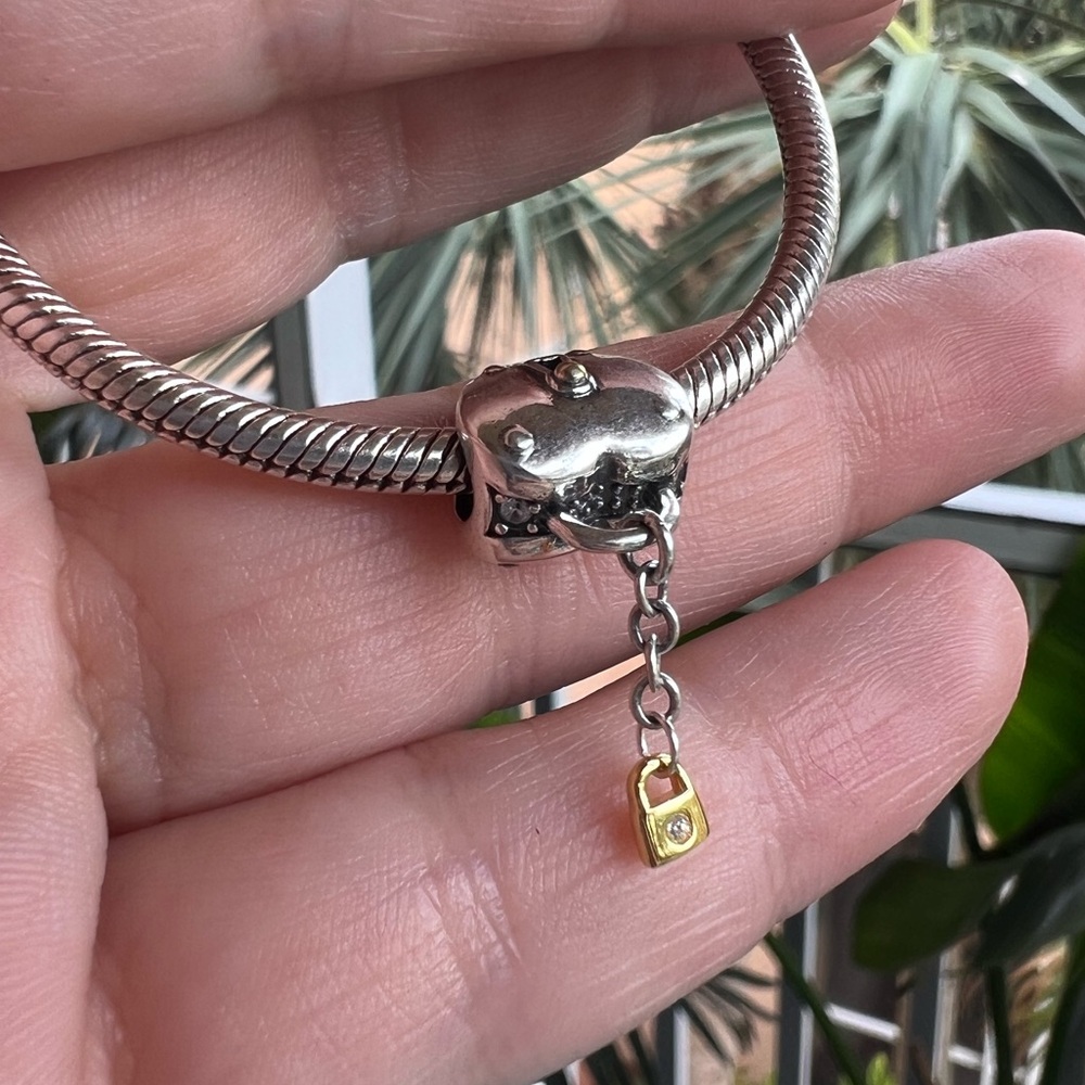 Two-Tone Heart Padlock & Key Charm - Picture 11 of 16